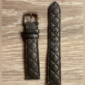 Michele 18mm Gray Quilted Leather Strap